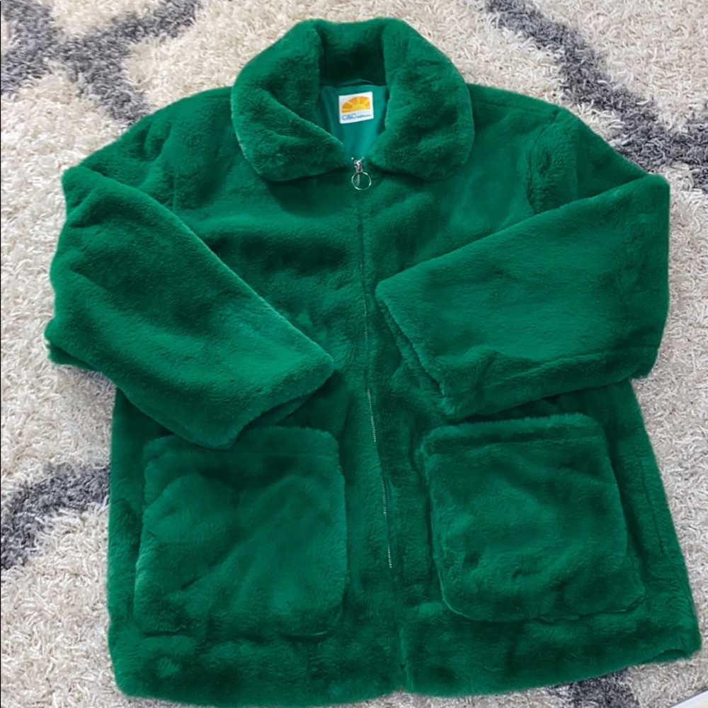 Warm green teddy coat nwot